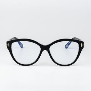 Tom Ford Woman Eyeglasses Black Crystal Blue Light Block Cat Eye FT5954-B 003